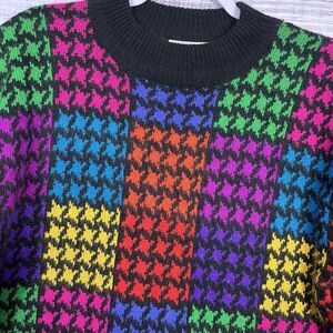 Rafaella 90s VTG Retro Sweater Colorful Angora Wool Blend New Wave Women’s Sz M